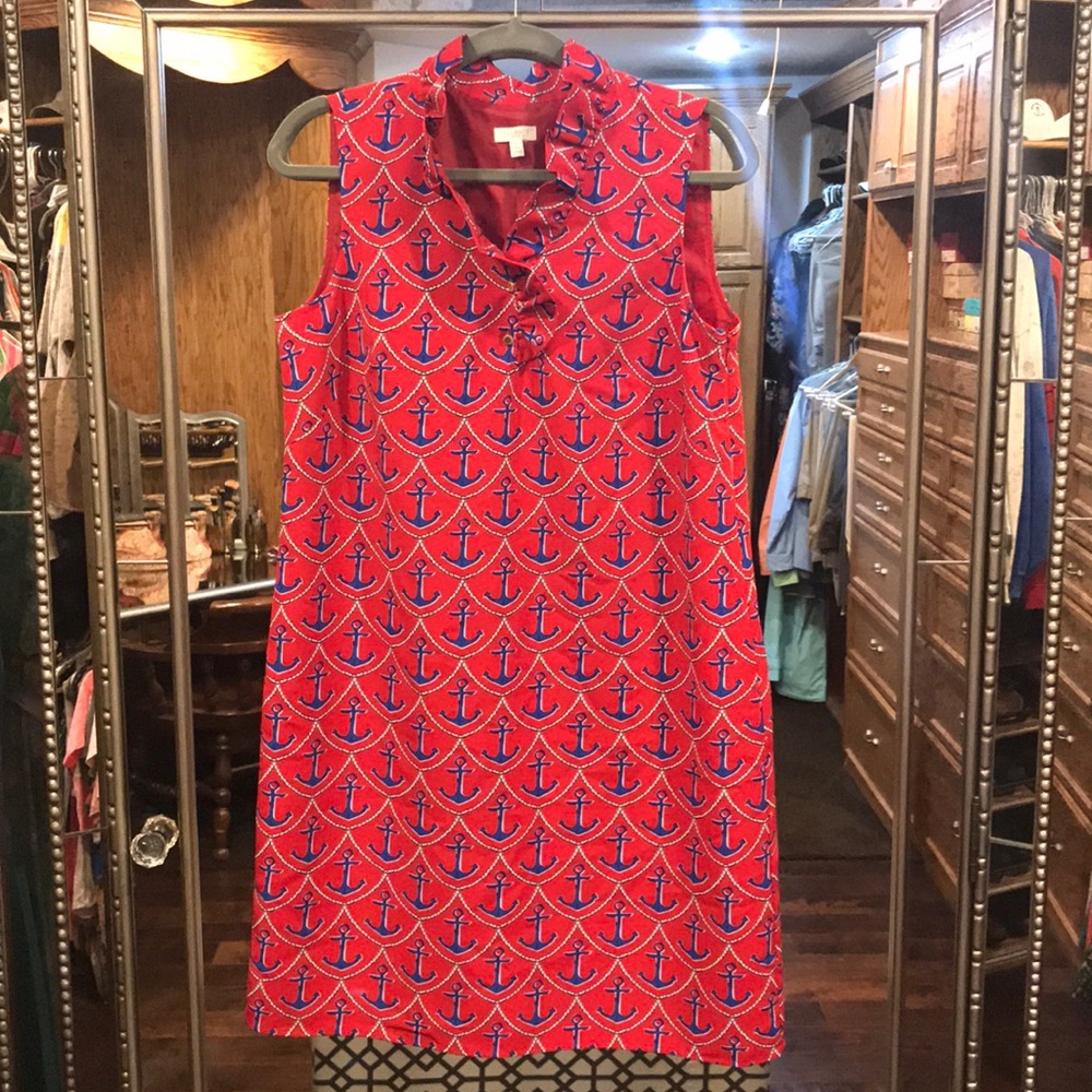 Talbots Petite Ruffle Neck Shift Dress